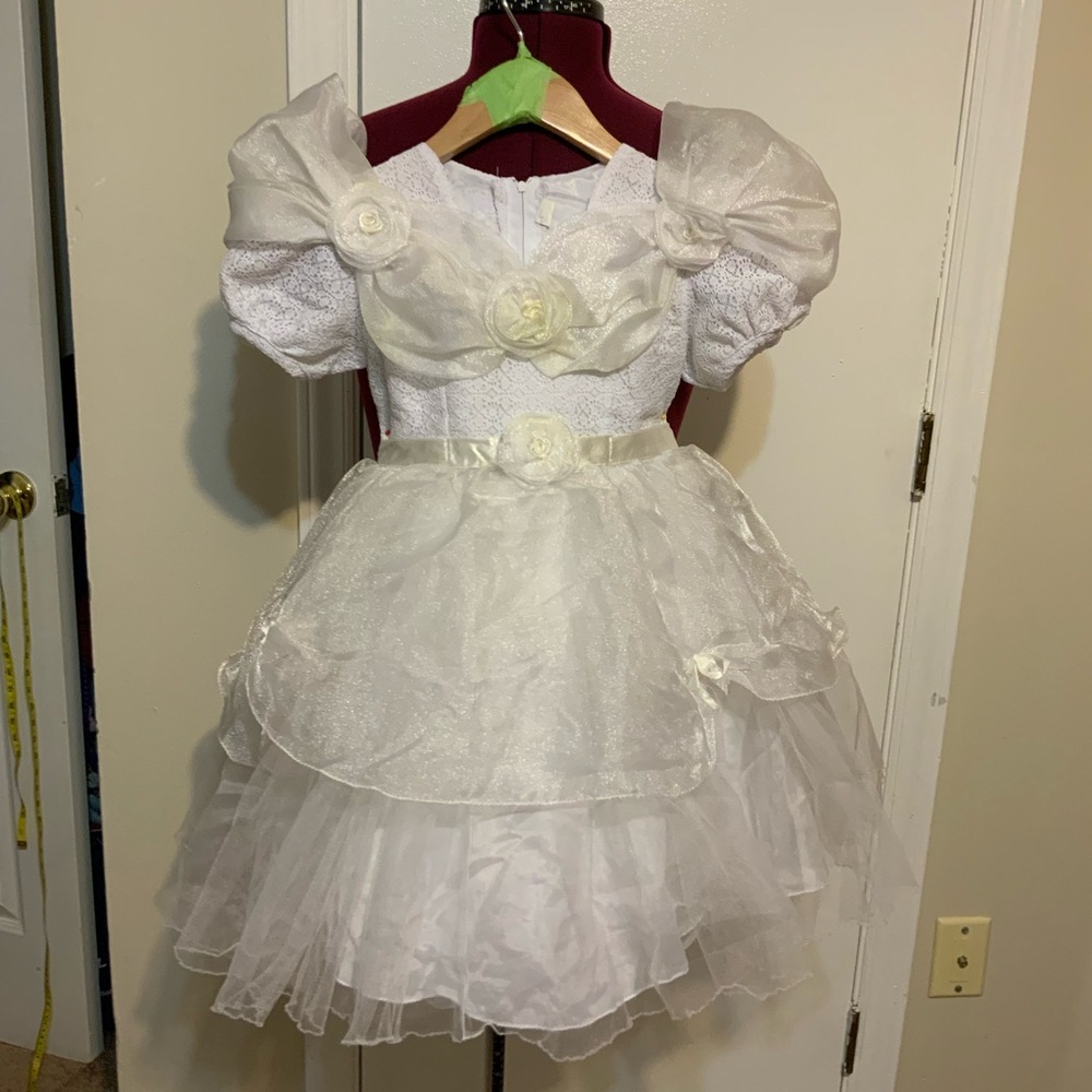Like New Flower Girl Chiffon & Tulle fluffy dress White/Cream